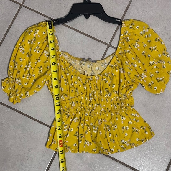 Papaya Women Floral Print Yellow crop Off the Shoulder top size S - Picture 6 of 7